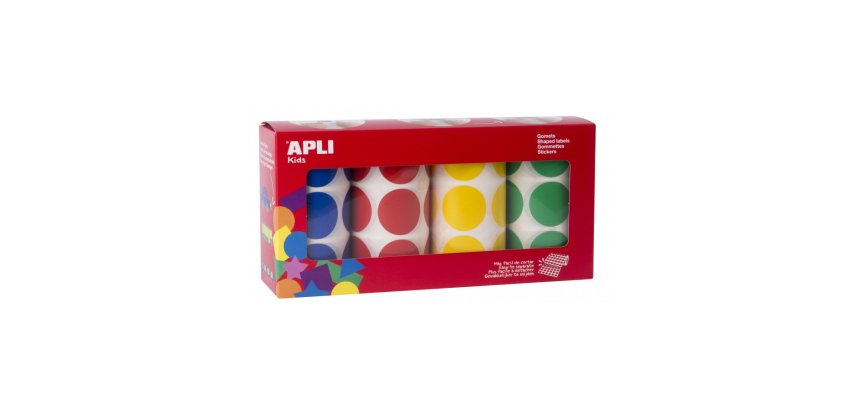 Gommette apli agipa adhésive ronde 33mm coloris assortis boîte 4 rouleaux 2832 unités