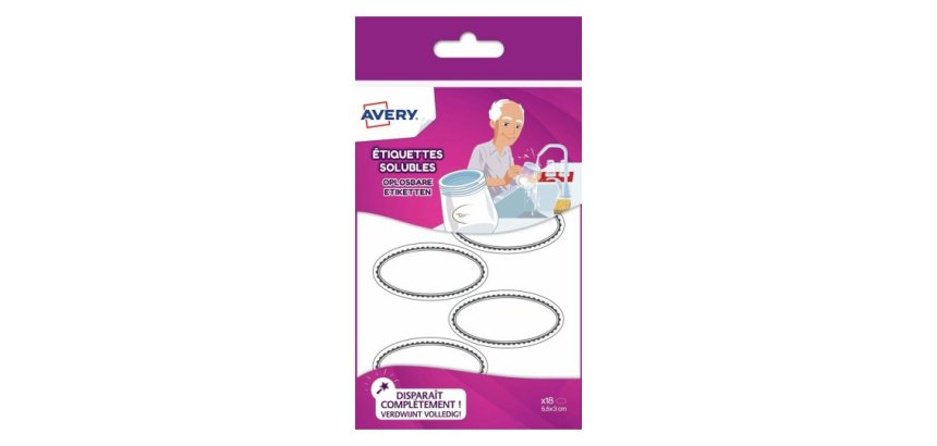 Etiquette soluble à l'eau, oval