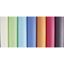 Rouleau de papier Kraft couleur 65g. Format 3x0,7m. Coloris pastels assortis en présentoir