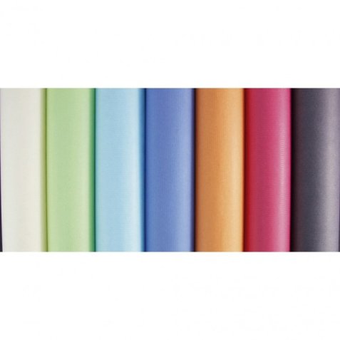 Rouleau de papier Kraft couleur 65g. Format 3x0,7m. Coloris pastels assortis en présentoir