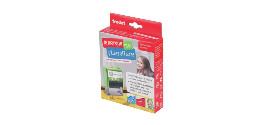 Tampon 'Je marque mes p'tites affaires', vert