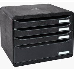 Trieur exacompta horizon ecoblack format à l'italienne 4 compartiments pour docs a4+ 270x355x271mm coloris noir