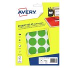 Etiquette avery multi-usages diam. 30 mm impression laser  / jet d'encre / copieur       coloris vert 240 unites