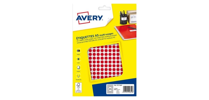 Sachet de 2940 pastilles Ø8 mm. Imprimables. Coloris Rouge.