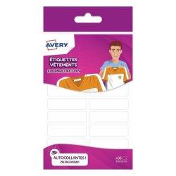 Blister de 36 étiquettes vêtements autocollantes 13 x 45 mm, coloris Blanc