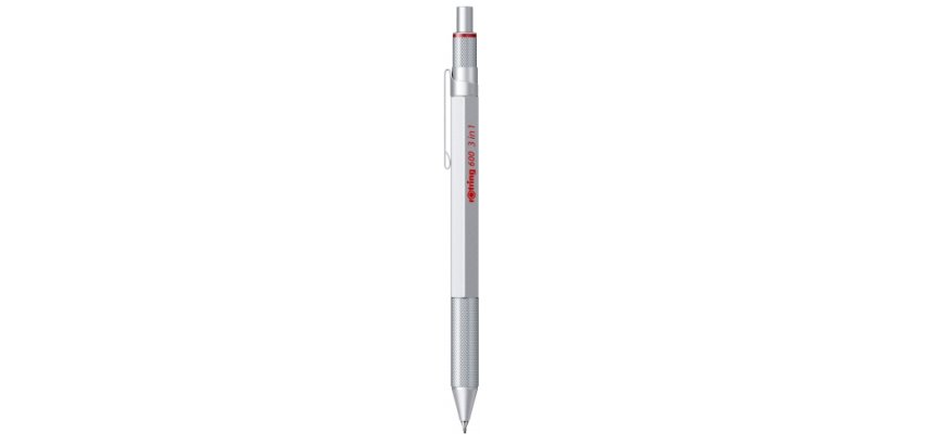 Portemine rotring 600 mecanisme 3 en 1 mine 0,5 mm  et stylo-bille grip coloris   argent