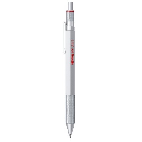 Portemine rotring 600 mecanisme 3 en 1 mine 0,5 mm  et stylo-bille grip coloris   argent