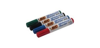 Marqueur bic velleda 1751 effacable pointe biseautee trace 2/5mm encre base alcool inodore corps plastique bte 4 unites