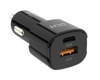 DLH DY-AU4728B chargeur d'appareils mobiles Ordinateur portable, Smartphone Noir Allume-cigare Charge rapide Auto