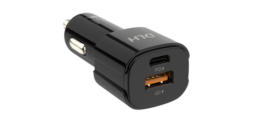 DLH DY-AU4728B chargeur d'appareils mobiles Ordinateur portable, Smartphone Noir Allume-cigare Charge rapide Auto