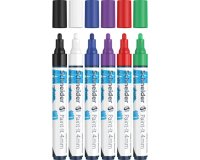 Marqueur acrylique schneider paint it 320 4mm pochette de  6 couleurs assorties (noir,   bleu, rouge blanc violet,