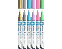 Marqueur acrylique schneider paint it 310 2mm pochette de  6 couleurs assorties (or,     bleu pastel, rose pastel,