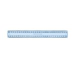Triple decimetre wonday en plastique bleu incassable 2   biseaux gradues en mm