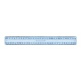 Triple decimetre wonday en plastique bleu incassable 2   biseaux gradues en mm