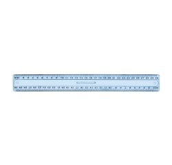 Triple decimetre wonday en plastique bleu incassable 2   biseaux gradues en mm