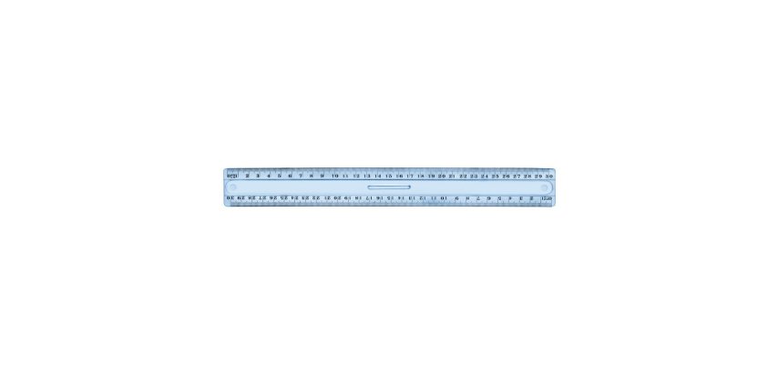 Triple decimetre wonday en plastique bleu incassable 2   biseaux gradues en mm