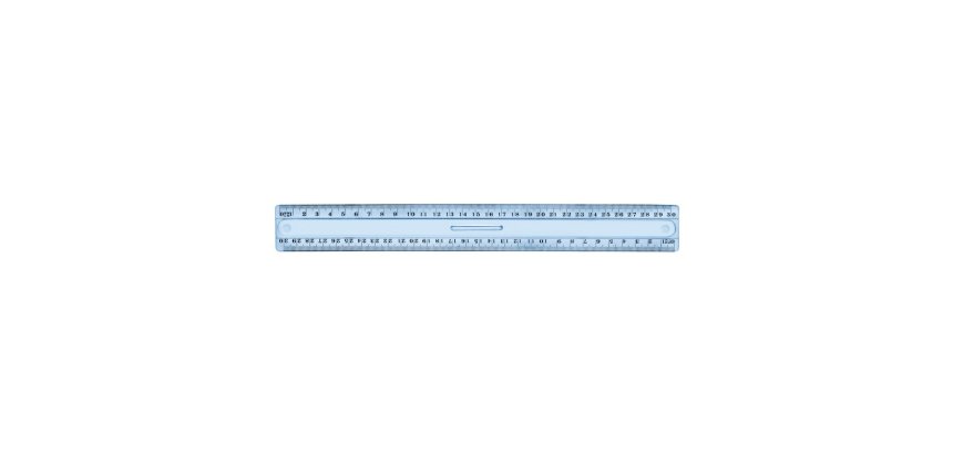 Triple decimetre wonday en plastique bleu incassable 2   biseaux gradues en mm