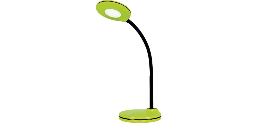 Lampe LED Splash Kiwi,avec variateur. Dim. Tête D10,5 cm, bras flexible H32 cm, socle D13 cm