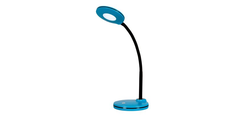 Lampe LED Splash Lagoon,avec variateur. Dim. Tête D10,5 cm, bras flexible H32 cm, socle D13 cm