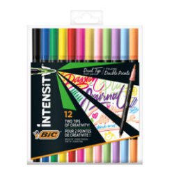 Stylo-feutre bic intensity dual tip mixte standard       pastel pack de 12