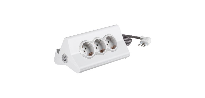 bticino S3713DBU power extension 2 m 3 AC outlet(s) Indoor White