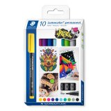 Marqueur staedtler permanent dry safe lumocolor  317       pointe moyenne 1mm coloris    assrotis etui de 10 feutres