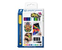 Marqueur staedtler permanent dry safe lumocolor  317       pointe moyenne 1mm coloris    assrotis etui de 10 feutres