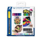 Marqueur staedtler permanent dry safe lumocolor  317       pointe moyenne 1mm coloris    assrotis etui de 14 feutres