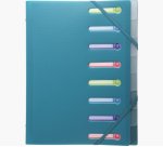 Trieur exacompta 3 rabats polypro a4 avec elastiques et fenetres 8 compartiments      coloris assortis