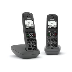 Gigaset AS490 Duo Analog/DECT telephone Caller ID Black