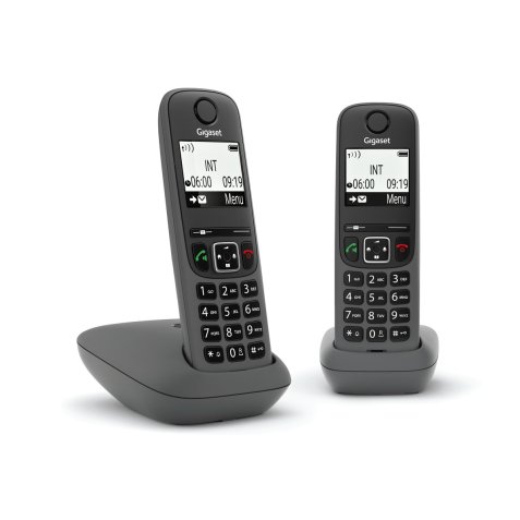 Gigaset AS490 Duo Analog/DECT telephone Caller ID Black