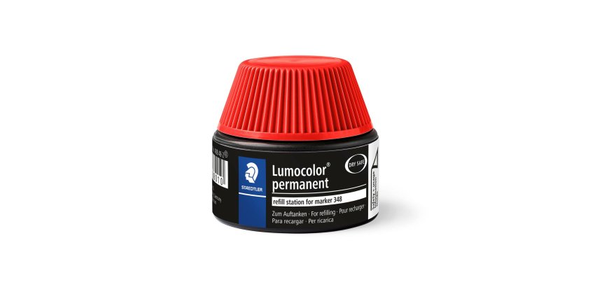Recharge marqueur permanent staedtler lumocolor 488 48    pour marqueurs compacts 348   flacon 20ml coloris rouge