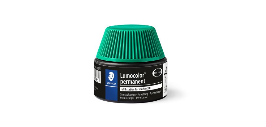 Recharge marqueur permanent staedtler lumocolor 488 48    pour marqueurs compacts 348   flacon 20ml coloris vert