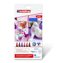 Feutre edding porcelaine e4200 céramique émaillée verre pointe pinceau fine flexible pochette 6 coloris chauds