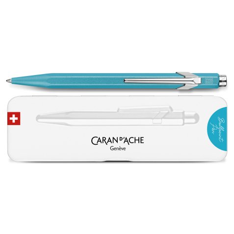 Stylo bille 849 Colormat X: Corps hexagonal en alu, finition microbillée. Slimpack-Turquoise