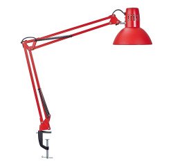 Luminaire bureau maulstudy surpince tete et bras metal      hauteur 44cm bras 35cm tete   diam. 17cm coloris rouge