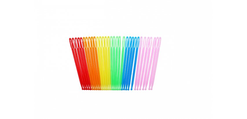 Aiguilles en plastique sodertex 7 x 0,1 cm 32 pieces coloris assortis