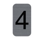 Plaque adhésive imitation Aluminium Chiffre 4 2,5x4,4 cm - Gris