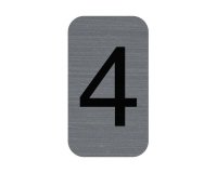 Plaque adhésive imitation Aluminium Chiffre 4 2,5x4,4 cm - Gris