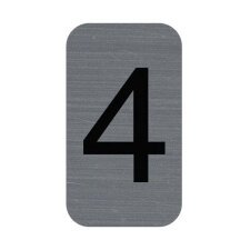 Plaque adhésive imitation Aluminium Chiffre 4 2,5x4,4 cm 67184E