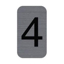 Plaque adhésive imitation Aluminium Chiffre 4 2,5x4,4 cm 67184E