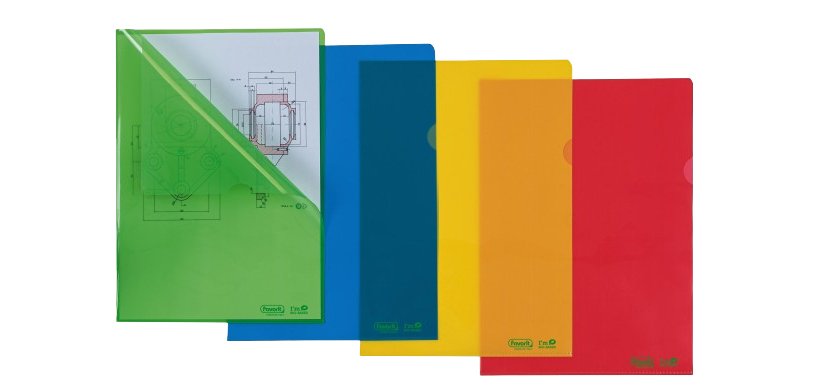 Cartellina a L BioBased - 22 x 30 cm - PE riciclato - liscio pesante - blu - Favorit - conf. 25 pezzi