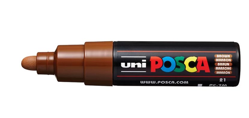 Marqueur peinture posca pc7m pointe large conique encre    inodore couvrante miscible    tous supports coloris marron