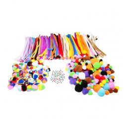 Pack creatif sodertex de 900 pcs avec pompons normaux et   tricolores, chenilles et yeux mobiles coloris assortis