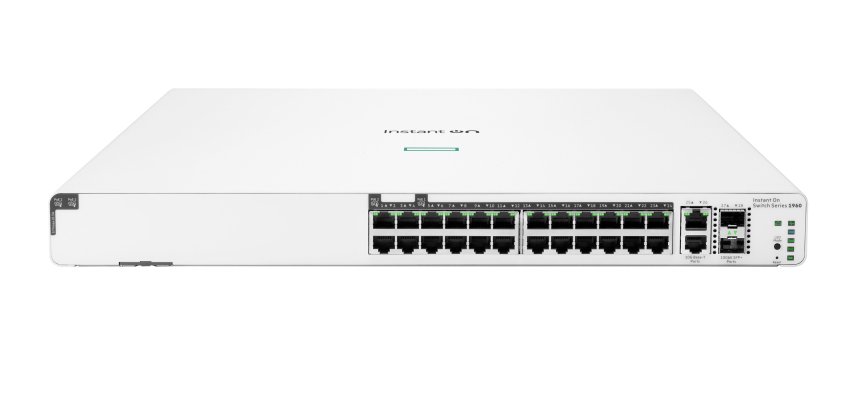 HPE Aruba Networking Networking Instant On Switch 20p Gigabit CL4 4p Gigabit CL6 PoE 2p 10GBT 2p SFP+ 370W 1960