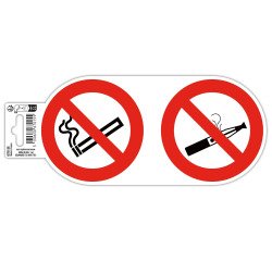 Panneau PP adhésif antidérapant Interdit de vapoter et de fumer 10 cm - Rouge