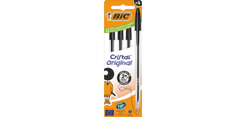 BIC 516335 penna a sfera Nero Medio 4 pz