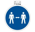 Panneau PP adhésif antidérapant Gardez vos distances 20 cm - Bleu