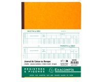 Piqûre 32x25cm Journal de caisse ou banque 5 débit - 5 crédit 33 lignes 80 pages - Couleurs assorties