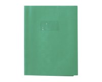 Protège-cahiers grain madras avec rabats marque-pages PVC 22/100ème 17x22 cm - Vert